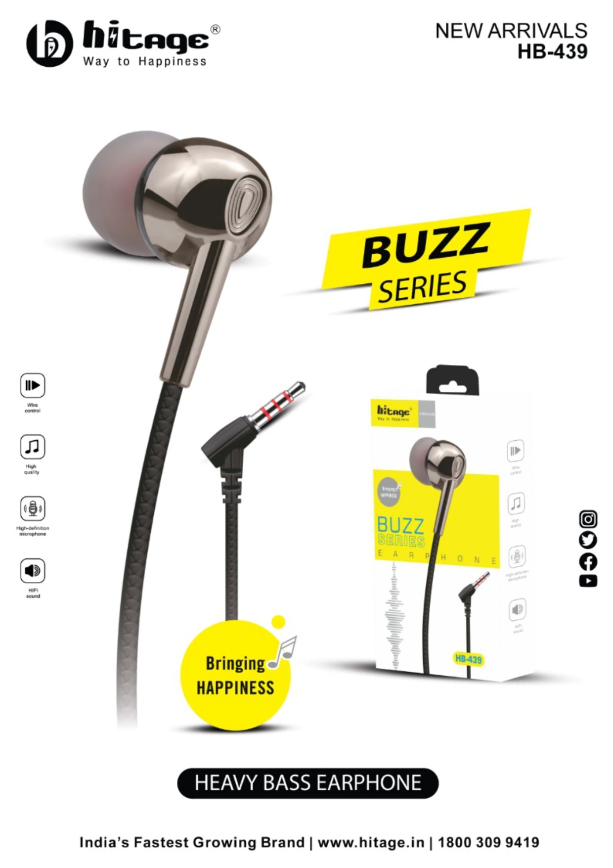 Hitage HB-439 Buzz Series Heavy Bass Earphones