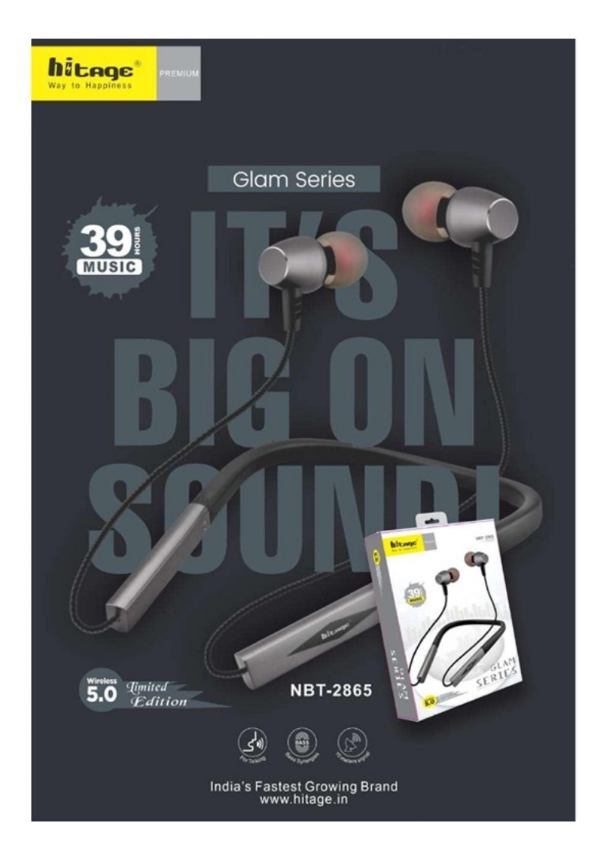 Hitage NBT- 2865 Wireless Bluetooth Neckband Glam Series